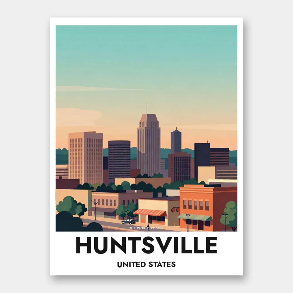 Poster HUNTSVILLE – Panorama der Skyline in der Dämmerung - Image 1 of 6