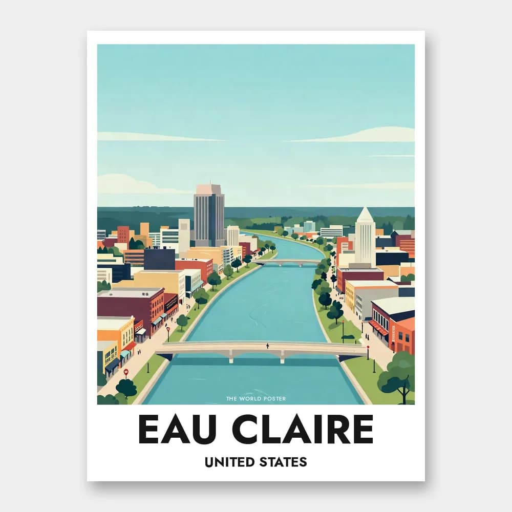 Poster EAU CLAIRE – Zusammenfluss der Flüsse Eau Claire und Chippewa - Image 1 of 6