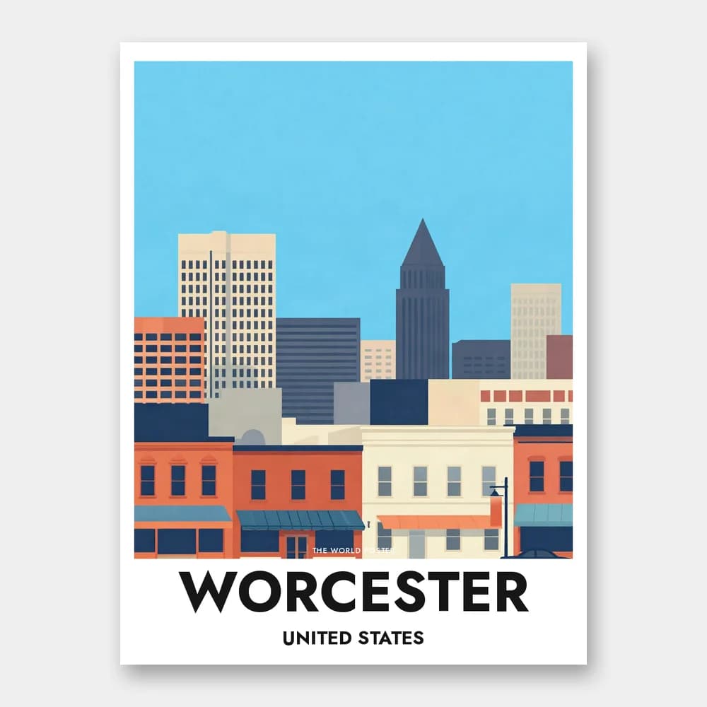 Poster WORCESTER – Stadtpanorama unter blauem Himmel - Image 1 of 6