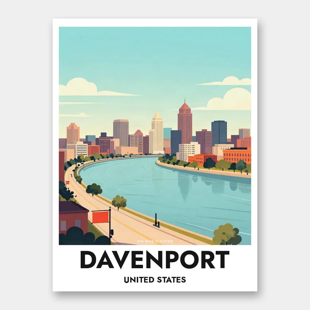 Poster DAVENPORT – Mississippi River und Skyline - Image 1 of 6