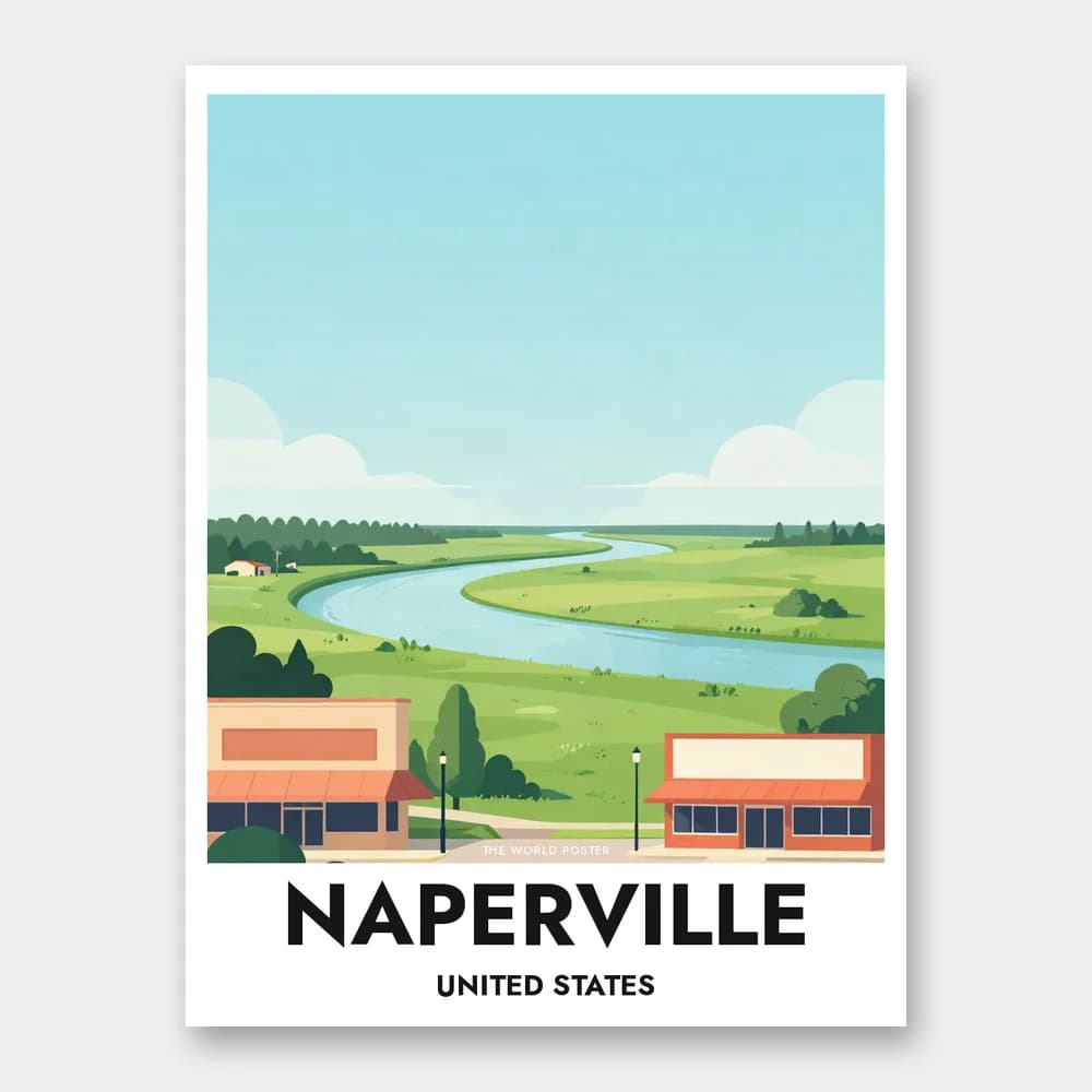 Plakat NAPERVILLE – Panorama af DuPage River - Image 1 of 6