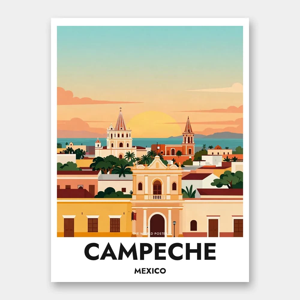 Poster CAMPECHE – Panoramablick bei Sonnenuntergang - Image 1 of 6