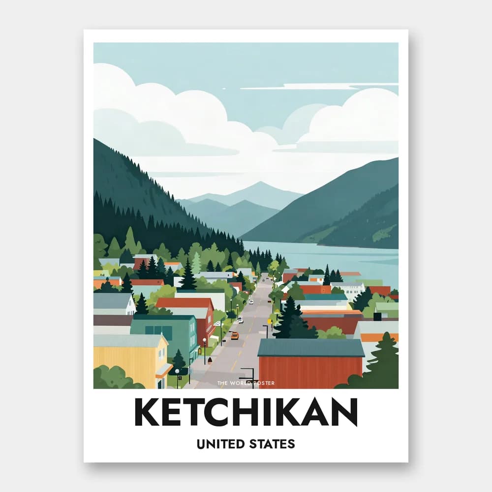 Poster KETCHIKAN – Panoramablick auf die Tongass Narrows - Image 1 of 6