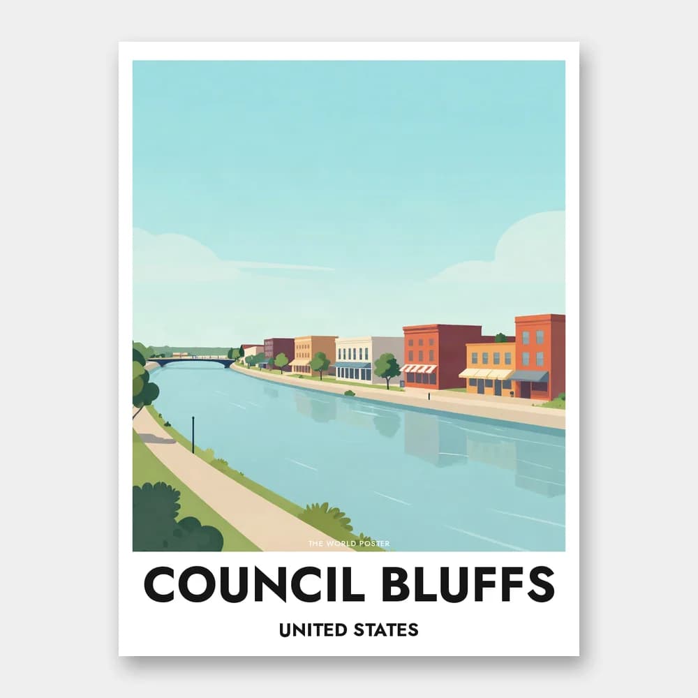 Poster COUNCIL BLUFFS – Vista panoramica del Missouri - Image 1 of 6