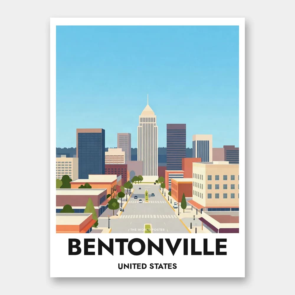 Poster BENTONVILLE – Luftaufnahme der Skyline - Image 1 of 6