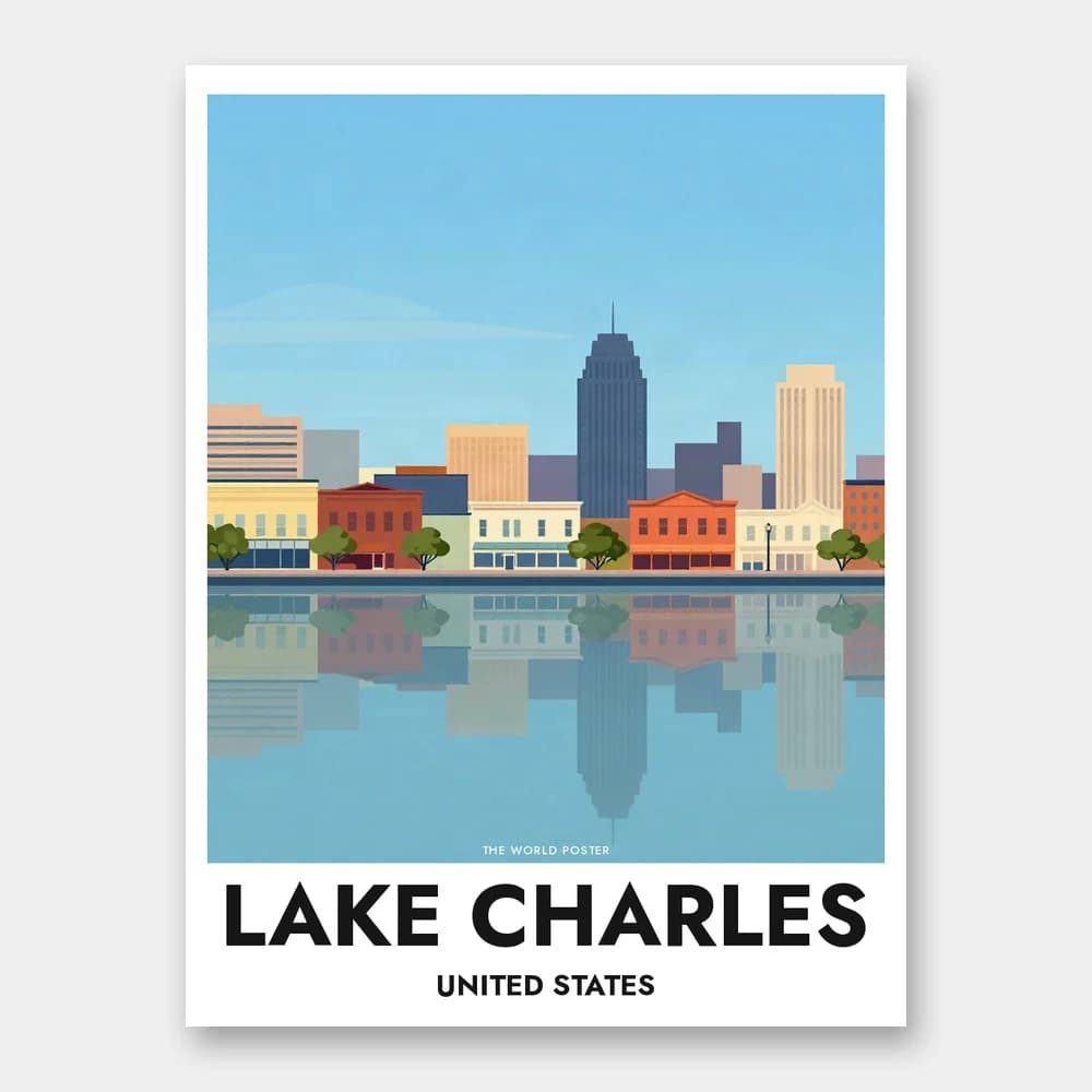 Poster LAKE CHARLES – Vista panoramica dello skyline - Image 1 of 6