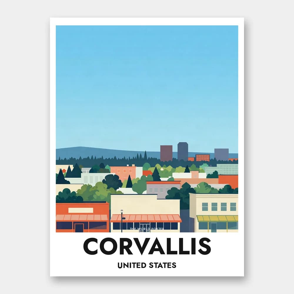 Plakat CORVALLIS – Panoramisk udsigt over byen - Image 1 of 6