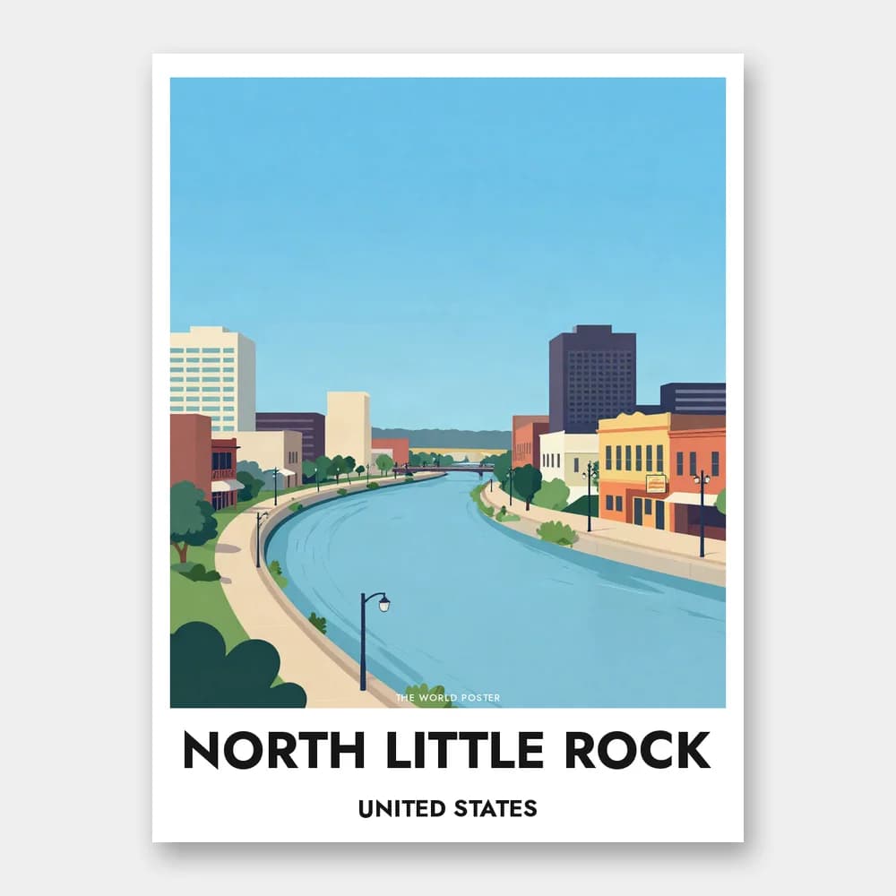 Poster NORTH LITTLE ROCK – Arkansas River, weite Stadtansicht - Image 1 of 6
