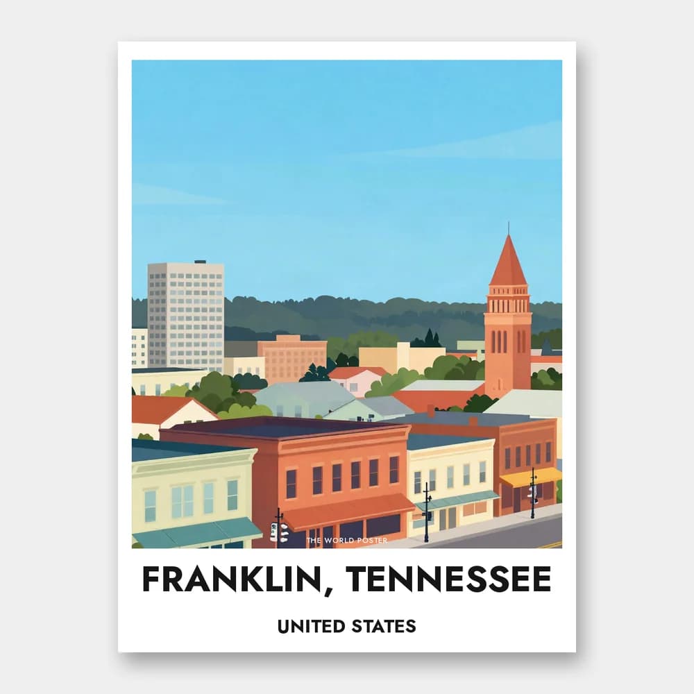 Plakat FRANKLIN, TENNESSEE – Bredt view over bybilledet - Image 1 of 6