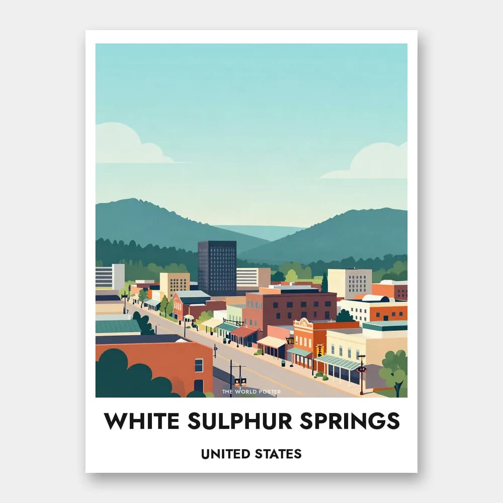 Poster WHITE SULPHUR SPRINGS – Panoramablick auf die Stadt - Image 1 of 6