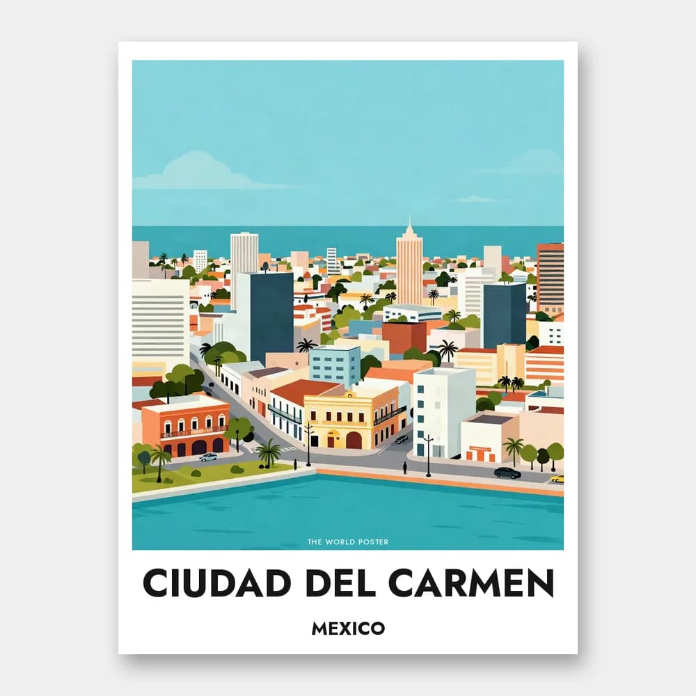 Poster CIUDAD DEL CARMEN – Panoramische Luftaufnahme - Image 1 of 6
