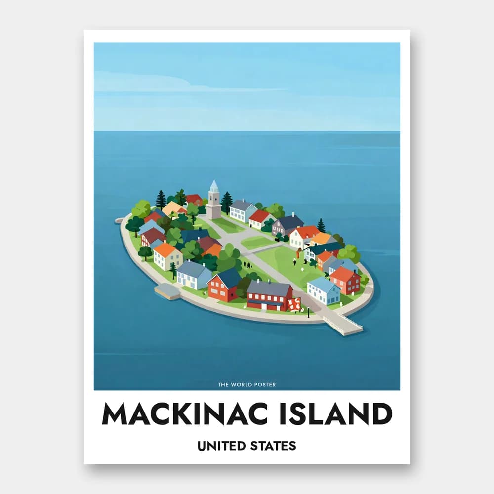 Poster MACKINAC-INSEL – Luftaufnahme der Insel - Image 1 of 6