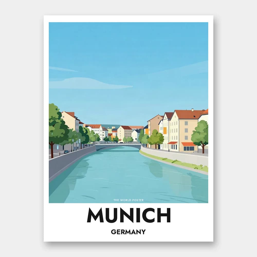 Poster MÜNCHEN – Die Isar unter blauem Himmel - Image 1 of 6